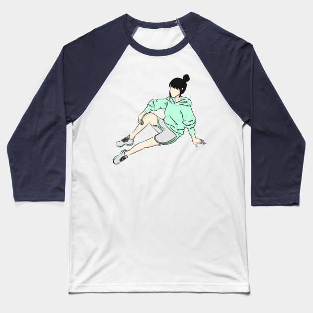 SPORTY GIRL Baseball T-Shirt by CAHAYA ART